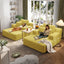 LLappuil 2 Piece Chaise Lounge Chair Indoor, Corduroy Boneless Sofa Bed, Deep Seat Sleeper Couch Reading Chairs, Cloud Sofas Couches for Living Room, No Assembly Required Yellow