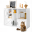 LLappuil Cat Litter Box Furniture, 55" Hidden Cat Litter Box Enclosure with Double Room, Open Shelves, Cabinet, Cat Washroom Furniture for Living Room Entryway