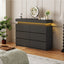 LLappuil TV Stand with Drawers, 6 Drawer Dresser for Bedroom, Chest of Drawers with LED Light Black
