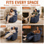 LLappuil Chenille Recliner Chair, 360° Swivel Reclining Chair with Detachable Adjustable Neck Pillow, Manual Nursery Glider Rocker Recliner Chair for Living Room Blue