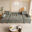 LLappuil Sectional Sofa, U Shaped Sectional Couch with Pull Out Sofa Bed, Chenille Convertible Sleeper Sofa Bed with Chaise, Removable Armrests, USB Ports Light Gray