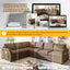 LLappuil Sectional Sofa, 115" Sectional Couch with Pull Out Sofa Bed King Size, 6 Seat Teddy Sofa Convertible Sofa Bed for Living Room Brown