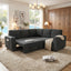 LLappuil 76" x 76" Sectional Sofa, Sectional Couch with Pull Out Sofa Bed Twin Size, 4 Seat Sofa Couch with Cup Holders & Side Pocket Convertible Sofa Bed for Living Room, Polyester Dark Gray