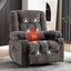 LLappuil Recliner Chair, 360° Swivel Massage Recliner Chair with Heat, Nursery Glider Rocker Manual Recliner Chair with Side Pocket, 2 Cup Holders, USB Charge Port for Living Room, Bedroom Gray