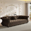 LLappuil 98" Pull Out Sofa Bed King Size, Oversized Chesterfield Velvet Sofa with Flower Tufting, Loveseat Sofa Couch Convertible Sofa Bed for Living Room Brown