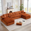 LLappuil Sectional Sofa, Oversized 138" Sectional Couch Convertible Sofa Bed, 6 Seat Corduroy Sofa Couch with Side Pocket for Living Room, No Assembly Orange