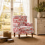 LLappuil Accent Chair, Mid-century Wingback Single Sofa Chair with Nailhead Trim Armrest, Flower Printed Polyester Fabric Reading Chair for Living Room