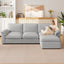 LLappuil Sectional Sofa, Cloud Sectional Couch with Movable Ottoman, 4 Seat Chenille Sofa Couch for Living Room Gray