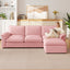 LLappuil Sectional Sofa, Cloud Sectional Couch with Movable Ottoman, 4 Seat Chenille Sofa Couch for Living Room Pink