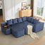 LLappuil Modular Sectional Sofa, 138" Oversized Sectional Couch Wiht USB & Wireless Charge, 6 Seat Corduroy Sofa Couch with Coffee Table Board for Living Room Blue