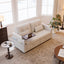 LLappuil Loveseat Sofa, Pull Out Sofa Bed Queen Size, Corduroy Sofa Couch with 360° Swivel Tabletop, USB Charging Port, Cup Holder for Living Room Beige