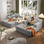 LLappuil 2 Piece Chaise Lounge Chair Indoor, Corduroy Boneless Sofa Bed, Deep Seat Sleeper Couch Reading Chairs, Cloud Sofas Couches for Living Room, No Assembly Required Light Gray