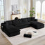 LLappuil Sectional Sofa, Oversized 138" Sectional Couch Convertible Sofa Bed, 6 Seat Corduroy Sofa Couch with Side Pocket for Living Room, No Assembly Black