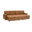 LLappuil 112" Sectional Sofa, Mid-Century U Shaped Sectional Couch with Pull Out Sofa Bed, Convertible Sofa Bed with Storage Chaise for Living Room, Foil Fabric Brown