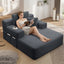 LLappuil Chaise Lounge Chair Indoor, Corduroy Boneless Sofa Bed, Deep Seat Sleeper Couch Reading Chairs, Cloud Sofas Couches for Living Room, No Assembly Required Dark Gray
