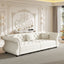 LLappuil 98" Pull Out Sofa Bed King Size, Oversized Chesterfield Velvet Sofa with Flower Tufting, Loveseat Sofa Couch Convertible Sofa Bed for Living Room Beige
