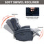 LLappuil Recliner Chair, 360° Swivel Massage Recliner Chair with Heat, Genuine Leather Nursery Glider Rocker Manual Recliner Chair with Side Pockets for Living Room, Bedroom Blue