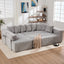 LLappuil 146" Sectional Sofa, U Shaped Sectional Couch with Chaise, 5 Seat Corduroy Sofa Convertible Sleeper Sofa Bed for Living Room Gray