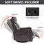 LLappuil Recliner Chair, 360° Swivel Massage Recliner Chair with Heat, Nursery Glider Rocker Recliner Chair for Living Room, Bedroom, Faux Leather Dark Brown