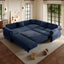 LLappuil Sectional Sofa, Pull Out Sofa Bed King Size, 5 Seat Chenille Sofa Couch Convertible Sleeper Sofa Bed for Living Room Blue