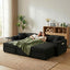 LLappuil Sectioanl Sofa, 84" Sectioanl Couch with Storage Chaise, Small Desktop, Cup Holders, Chaiging Port Convertible Sofa Bed, Corduroy Pull Out Sofa Bed for Living Room Black