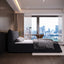 LLappuil Upholstered Platform Bed Queen Size, Oversized Wood Bed Frame with Headboard Black