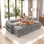 LLappuil 86" Sectional Sofa, Sectional Couch with Pull Out Sofa Bed, Corduroy Sofa Couch Convertible Sofa Bed with Storage Chaise, Small Desktop, Charging Port for Living Room