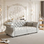 LLappuil 84" Pull Out Sofa Bed Queen Size, Oversized Chesterfield Velvet Sofa with Flower Tufting, Loveseat Sofa Couch Convertible Sofa Bed for Living Room Gray