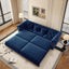 LLappuil Pull Out Sofa Bed King Size, 89" Chesterfield Sofa Convertible Sleeper Sofa Bed, Velvet 3-Seater Sofa with Movable Ottoman for Living Room Blue