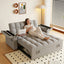 LLappuil Pull Out Sofa Bed Full Size, 65" Loveseat Sofa Convertible Sofa Bed, Velvet Sofa Couch with Small Toptable, Charging Port, Hidden Storage Armrest for Living Room Light Gray
