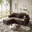 LLappuil Modular Sectional Sofa, 3 Seat Velvet Sofa with Ottoman for Living Room Brown