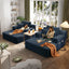 LLappuil 2 Piece Chaise Lounge Chair Indoor, Corduroy Boneless Sofa Bed, Deep Seat Sleeper Couch Reading Chairs, Cloud Sofas Couches for Living Room, No Assembly Required Blue