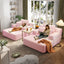 LLappuil 2 Piece Chaise Lounge Chair Indoor, Corduroy Boneless Sofa Bed, Deep Seat Sleeper Couch Reading Chairs, Cloud Sofas Couches for Living Room, No Assembly Required Pink