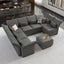 LLappuil Modular Sectional Couch 8 Seater U Shaped Sectional Couch with Storage Chaise Oversized Leather Sofa for Living Room, Home, Apartment, Grey