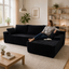 LLappuil 96" Sectional Sofa, Modular Sectional Couch with Left Chaise, Deep Seat Corduroy Cloud Sofa for Living Room Black