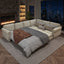 LLappuil Sectional Sofa, Pull Out Sofa Bed King Size, 6 Seat Chenille Sofa Couch Convertible Sleeper Sofa Bed for Living Room Beige
