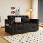 LLappuil Pull Out Sofa Bed Full Size, 65" Loveseat Sofa Convertible Sofa Bed, Velvet Sofa Couch with Small Toptable, Charging Port, Hidden Storage Armrest for Living Room Black