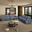 LLappuil 2 Piece Chenille Sofa, Chenille 7 Seat Sofa for Living Room, 26.4" Extra Deep Seat Mid Century Sofa for Living Room Blue