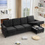 LLappuil 107" Sectional Sofa, Modular Sectional Couch with Pull Out Sofa Bed, 4 Seat Sofa Convertible Sofa Bed with Wireless Charging, USB Charging Ports, Memory Foam Mattress for Living Room