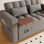 LLappuil Pull Out Sofa Bed Full Size, 65" Loveseat Sofa Convertible Sofa Bed, Velvet Sofa Couch with Small Toptable, Charging Port, Hidden Storage Armrest for Living Room Dark Gray