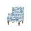 LLappuil Accent Chair, Mid-century Wingback Single Sofa Chair with Nailhead Trim Armrest, Flower Printed Polyester Fabric Reading Chair for Living Room