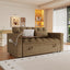 LLappuil Pull Out Sofa Bed Full Size, 65" Loveseat Sofa Convertible Sofa Bed, Chenille Sofa Couch with Small Toptable, Charging Port, Hidden Storage Armrest for Living Room Khaki