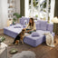 LLappuil 2 Piece Chaise Lounge Chair Indoor, Corduroy Boneless Sofa Bed, Deep Seat Sleeper Couch Reading Chairs, Cloud Sofas Couches for Living Room, No Assembly Required Purple