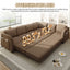 LLappuil Sectional Sofa, 115" Sectional Couch with Pull Out Sofa Bed King Size, 6 Seat Teddy Sofa Convertible Sofa Bed for Living Room Brown