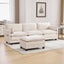 LLappuil Sectional Sofa, 4 Seat Corduroy Cloud Sofa Couch with Reversible Ottoman for Living Room Beige