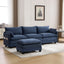 LLappuil Sectional Sofa, 4 Seat Corduroy Cloud Sofa Couch with Reversible Ottoman for Living Room Blue