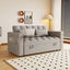 LLappuil Pull Out Sofa Bed Full Size, 65" Loveseat Sofa Convertible Sofa Bed, Velvet Sofa Couch with Small Toptable, Charging Port, Hidden Storage Armrest for Living Room Light Gray