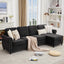 LLappuil Sectional Sofa, 107" Sectional Couch with Pull Out Sofa Bed Queen Size, 4 Seat Velvet Sofa with Memory Foam Mattress for Living Room Black