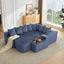 LLappuil Modular Sectional Sofa, 138" Oversized Sectional Couch Wiht USB & Wireless Charge, 6 Seat Corduroy Sofa Couch with Coffee Table Board for Living Room Blue