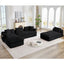 LLappuil Sectional Sofa, Oversized 138" Sectional Couch Convertible Sofa Bed, 6 Seat Corduroy Sofa Couch with Side Pocket for Living Room, No Assembly Black
